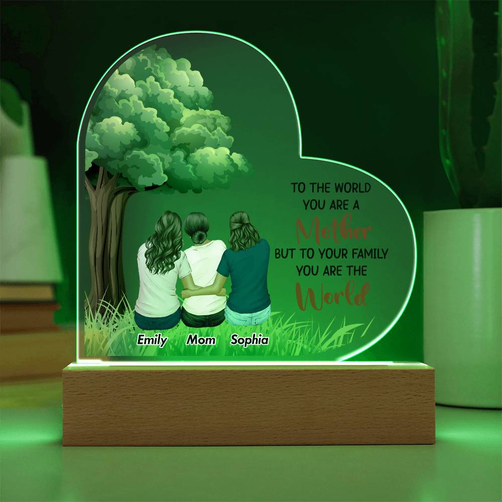 To the World You Are a Mother Printed Heart Shaped Acrylic Plaque-Express Your Love Gifts