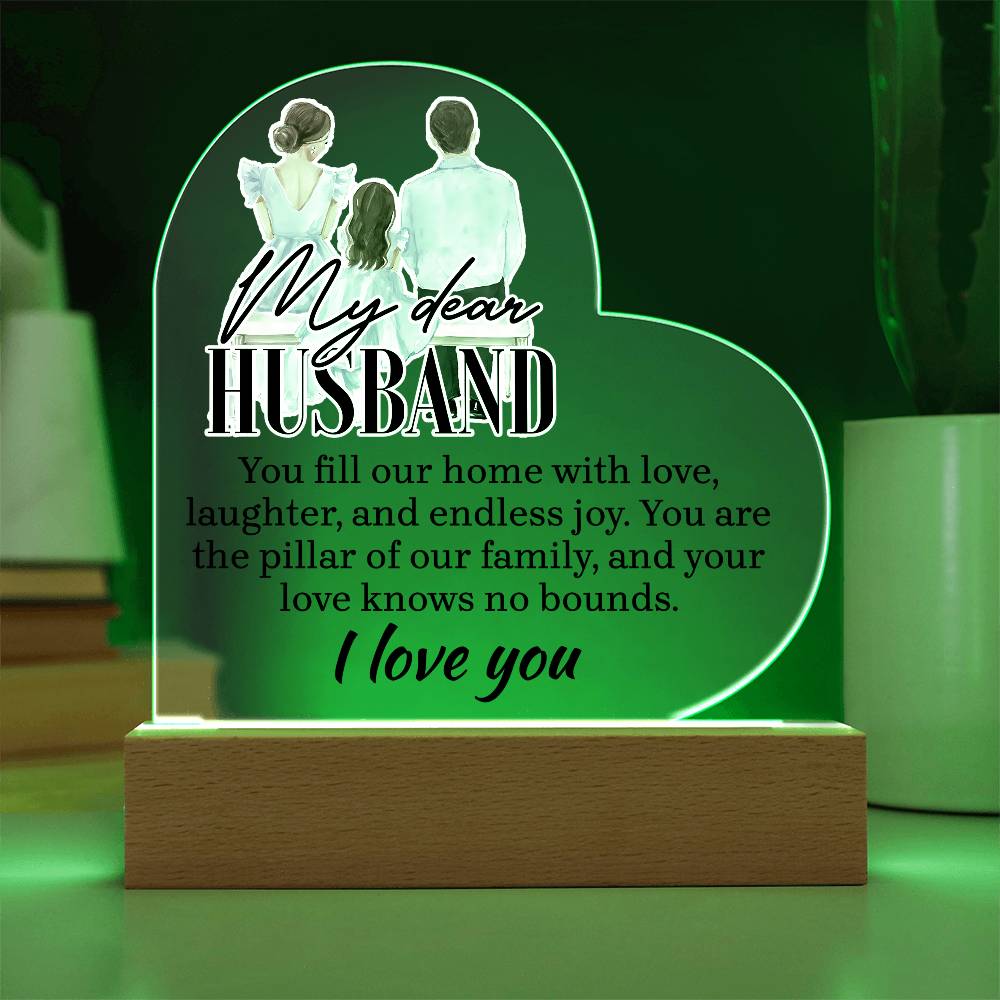 My Dear Husband Printed Heart Shaped Acrylic Plaque-Express Your Love Gifts