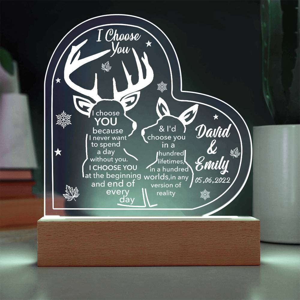 I Choose You Printed Heart Shaped Acrylic Plaque-Express Your Love Gifts