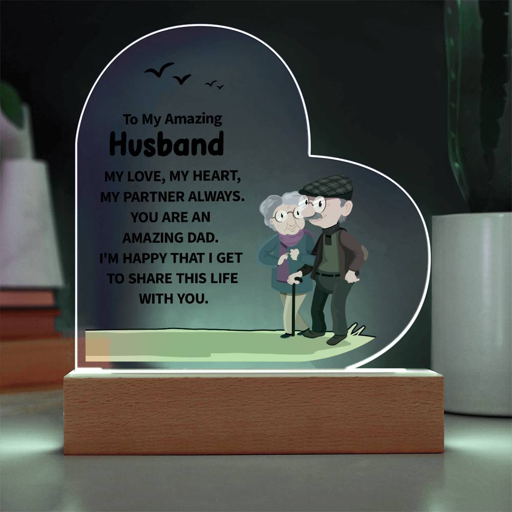 To My Amazing Husband Printed Heart Shaped Acrylic Plaque-Express Your Love Gifts