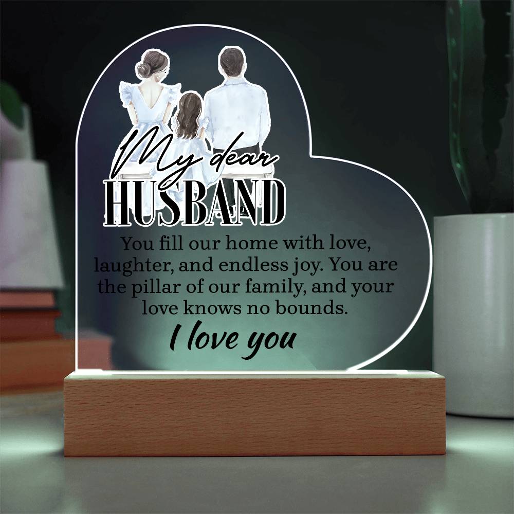 My Dear Husband Printed Heart Shaped Acrylic Plaque-Express Your Love Gifts