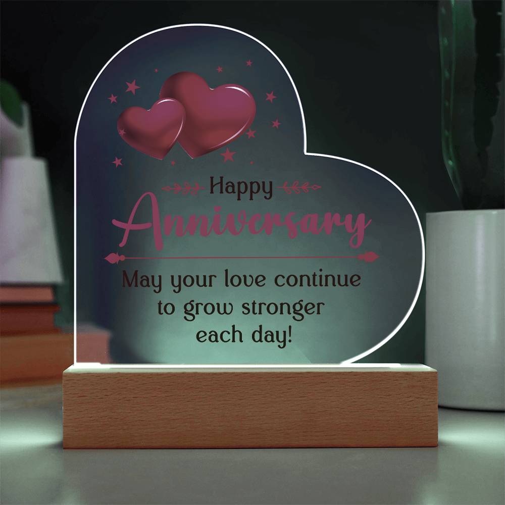 May Your Love Continue to Grow Printed Heart Shaped Acrylic Plaque-Express Your Love Gifts