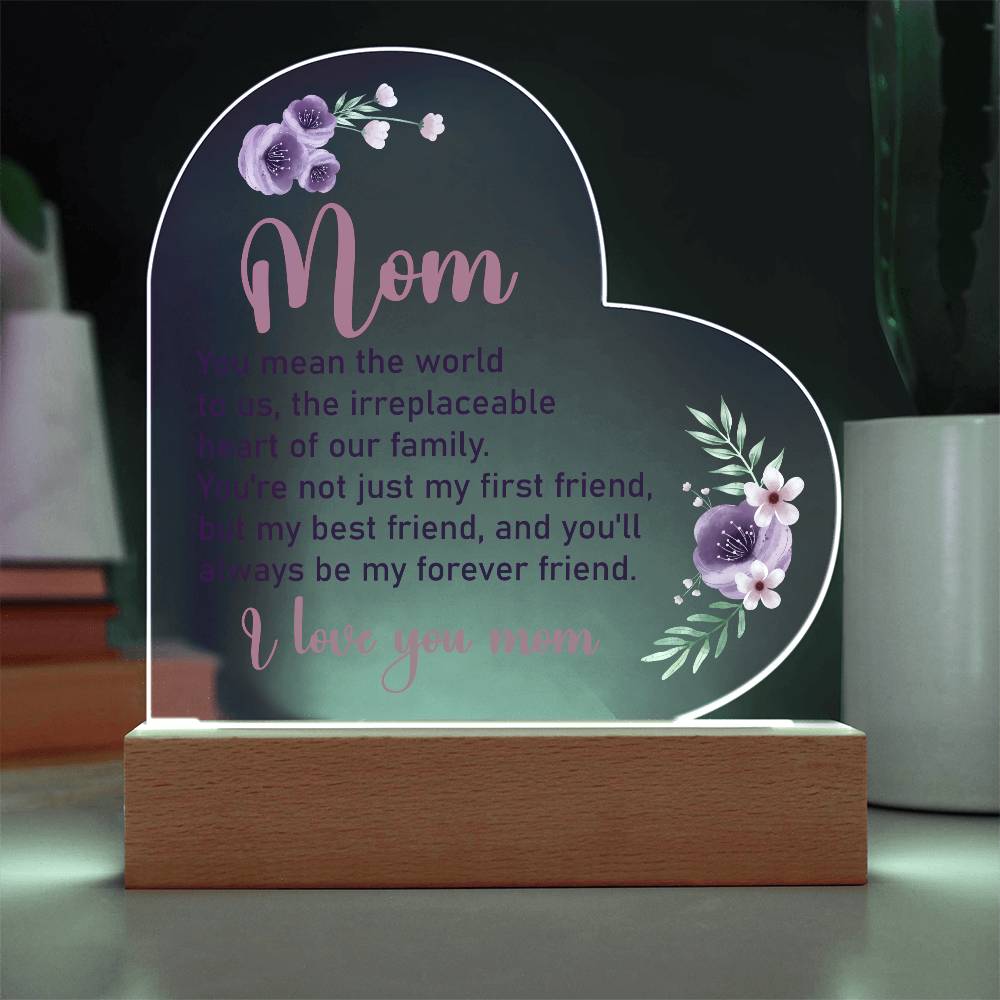 You Mean the World To UsPrinted Heart Shaped Acrylic Plaque-Express Your Love Gifts