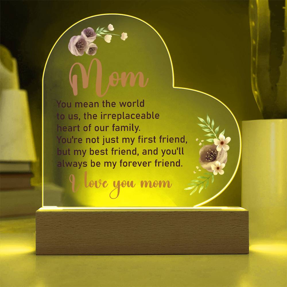 You Mean the World To UsPrinted Heart Shaped Acrylic Plaque-Express Your Love Gifts