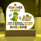 Teacher Saurus Printed Heart Shaped Acrylic Plaque-Express Your Love Gifts
