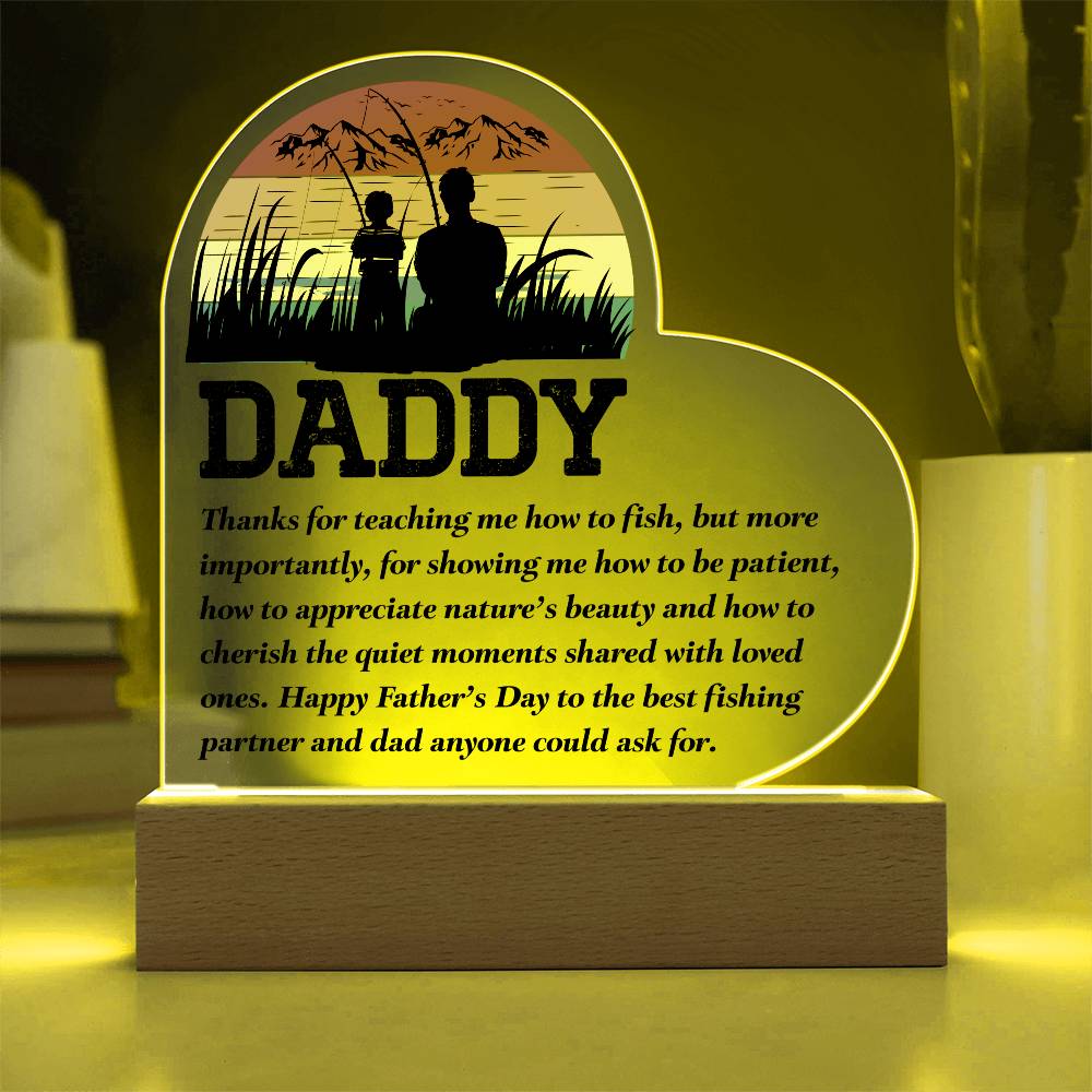 Fishing DadPrinted Heart Shaped Acrylic Plaque-Express Your Love Gifts
