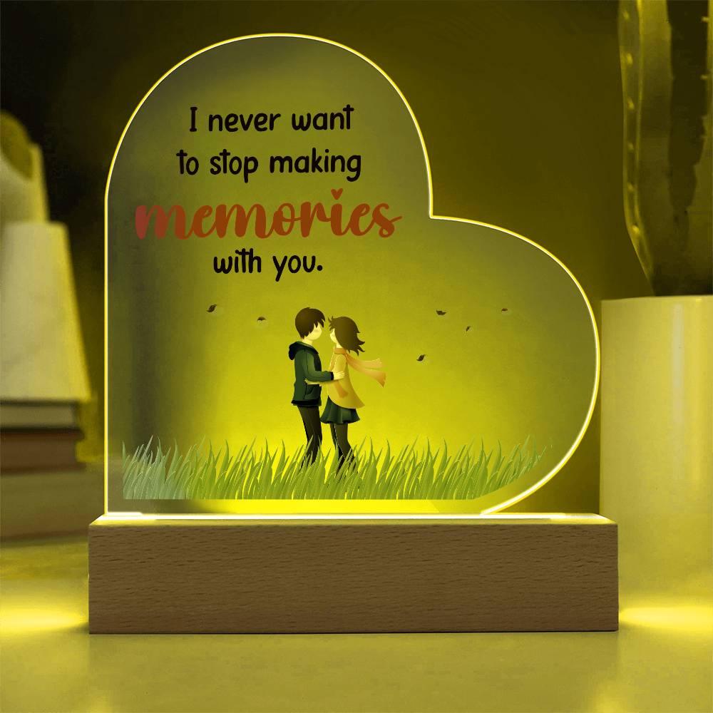 I Never Want to Stop Printed Heart Shaped Acrylic Plaque-Express Your Love Gifts