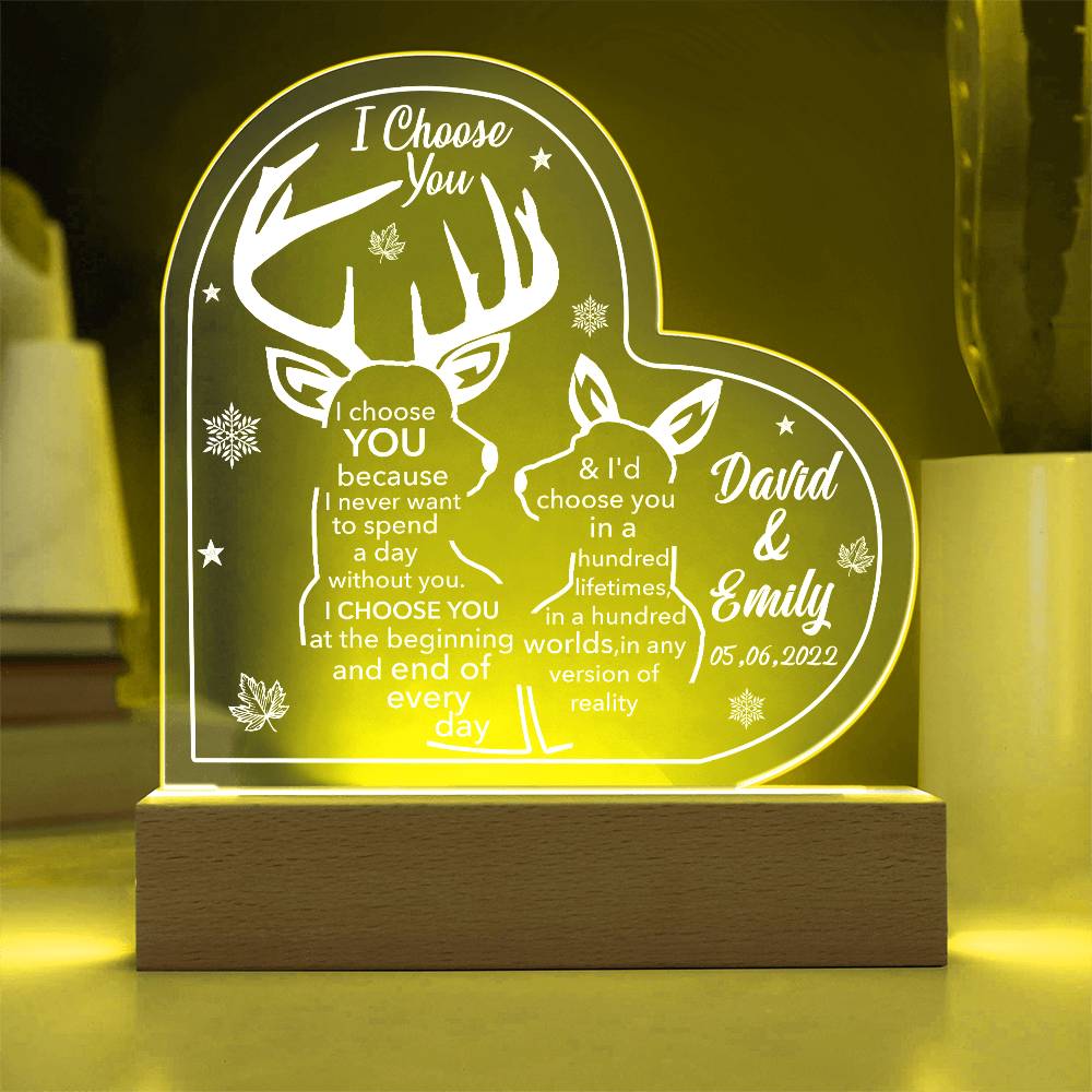 I Choose You Printed Heart Shaped Acrylic Plaque-Express Your Love Gifts