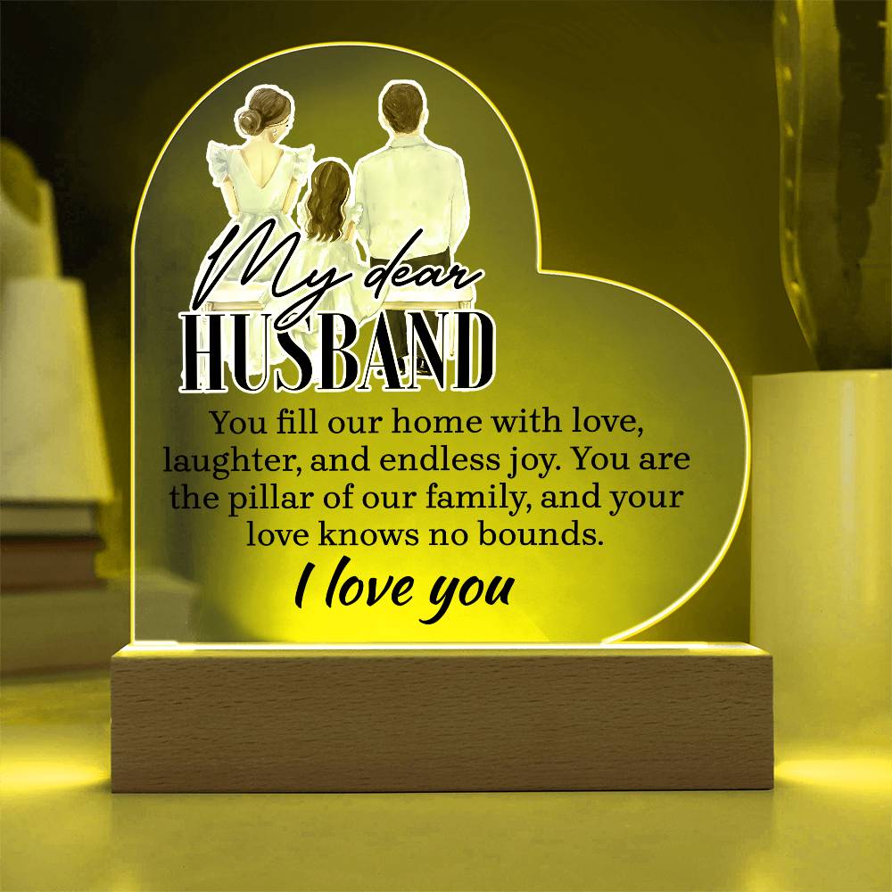 My Dear Husband Printed Heart Shaped Acrylic Plaque-Express Your Love Gifts