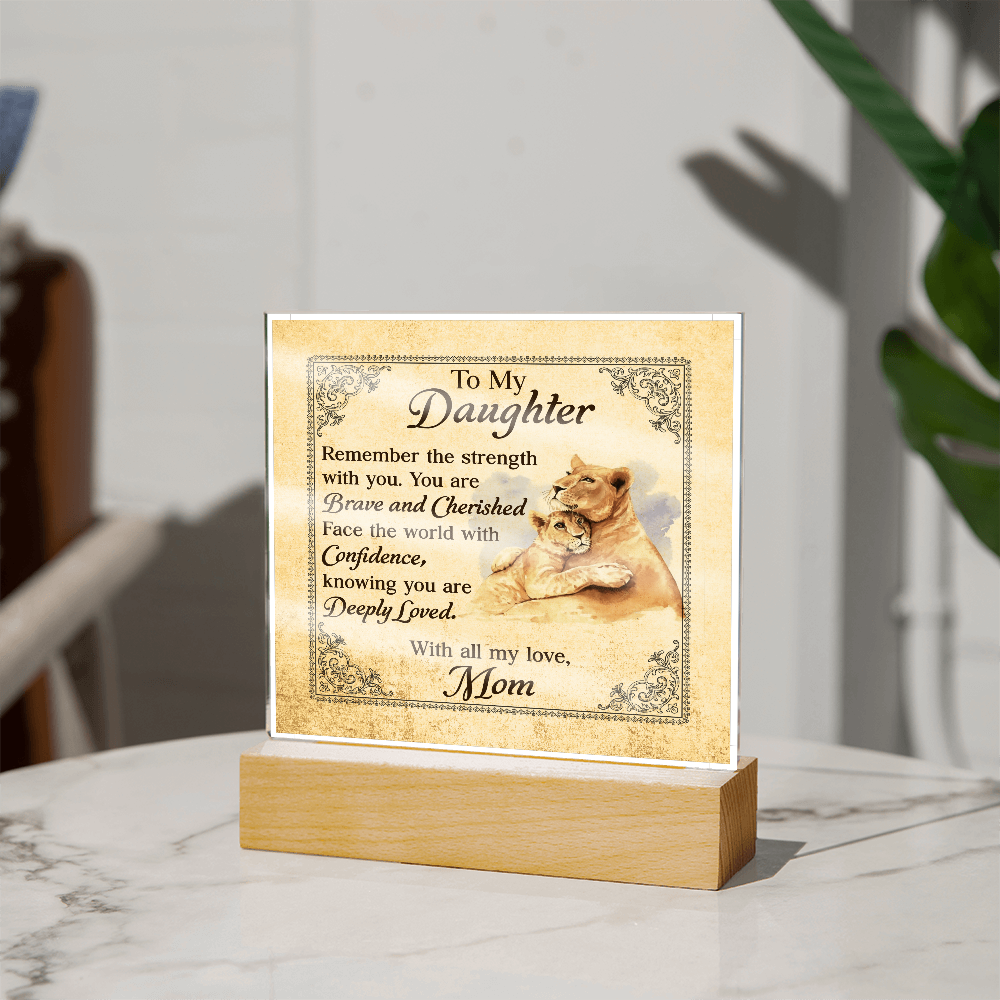 To My Daughter From Mom Deeply Loved Printed Square Shaped Acrylic Plaque-Express Your Love Gifts