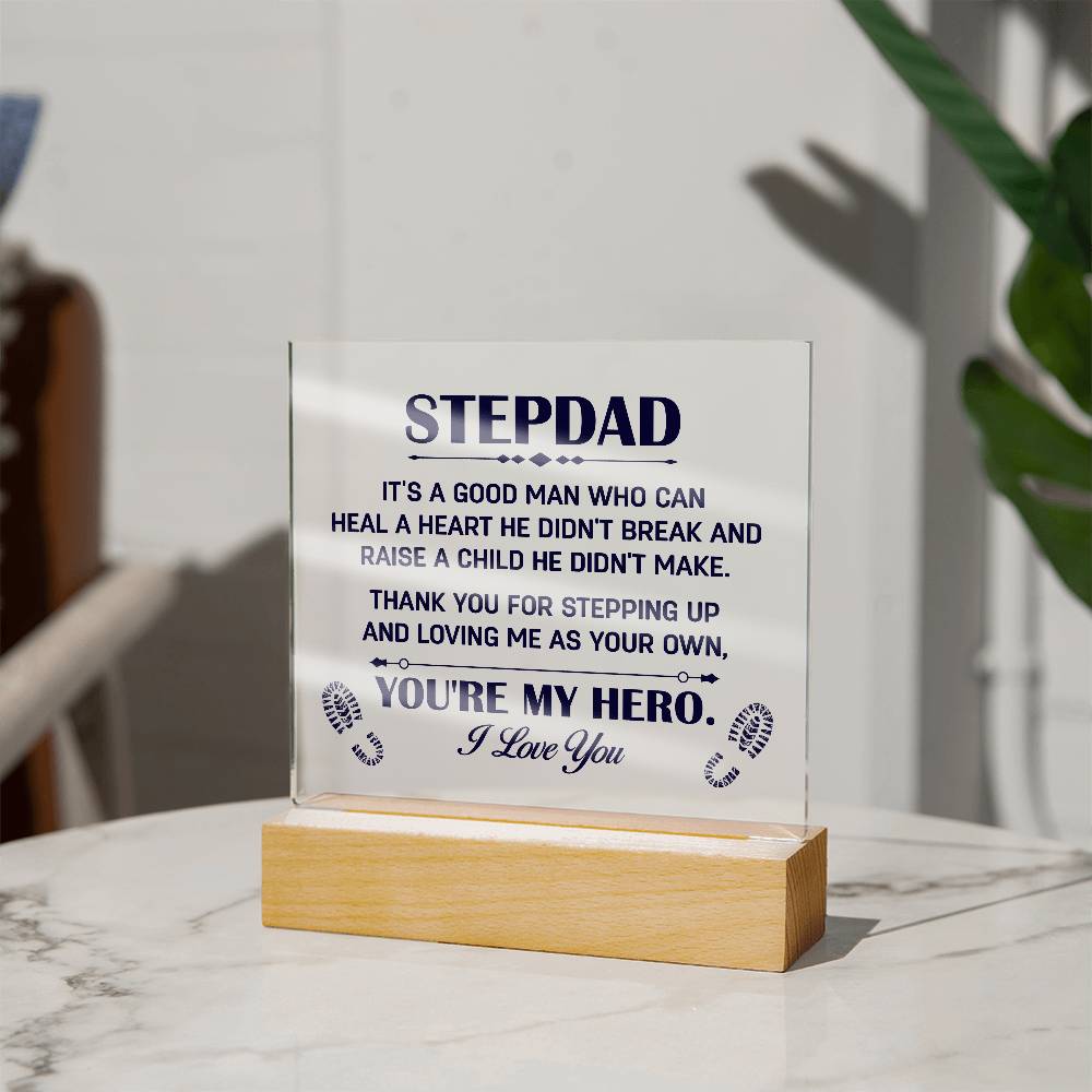 Stepdad A Good Man Printed Square Shaped Acrylic Plaque-Express Your Love Gifts
