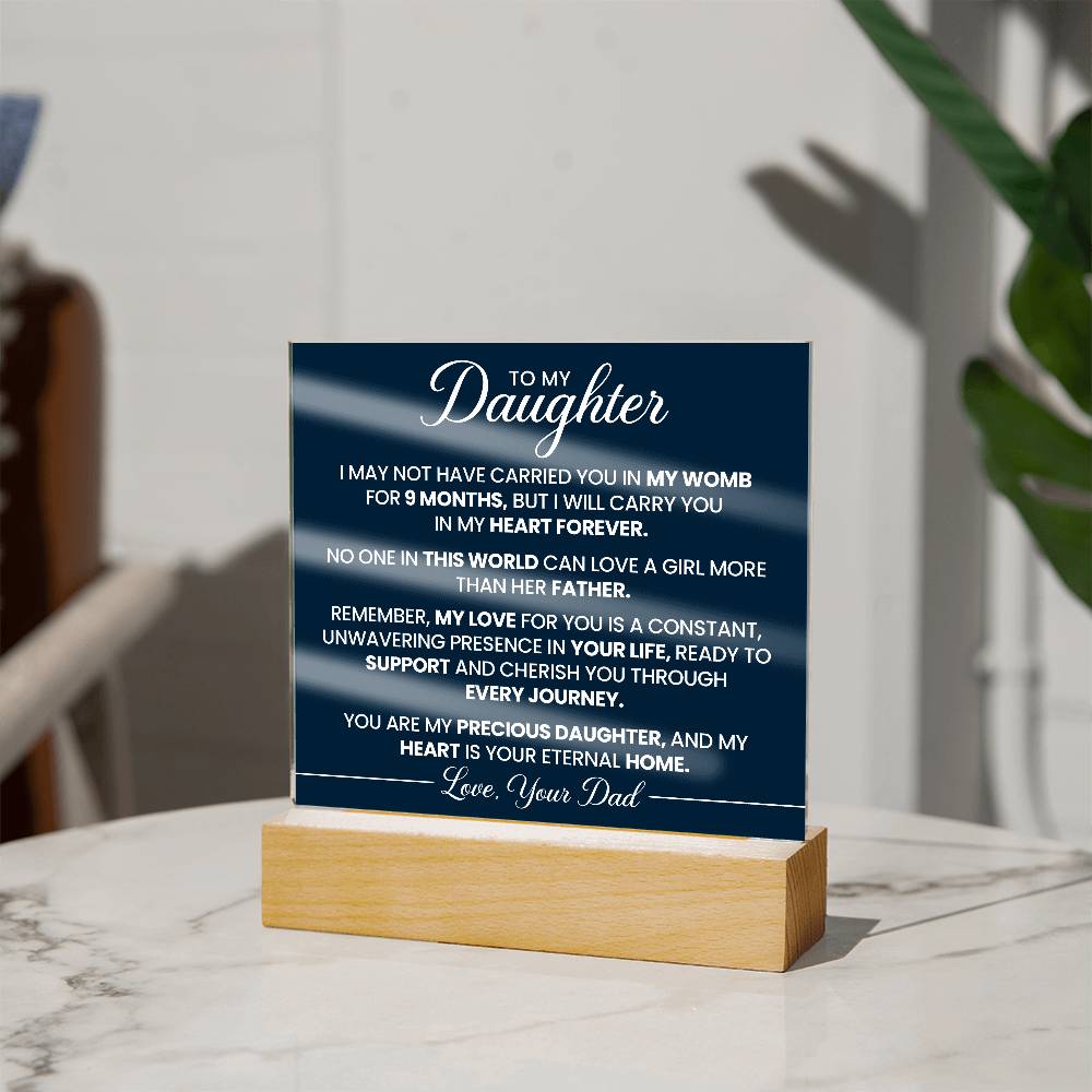 To Daughter From Dad In My Heart Forever Printed Square Shaped Acrylic Plaque-Express Your Love Gifts