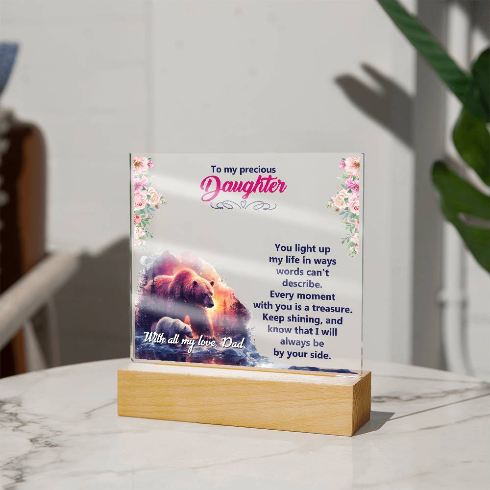 To My Precious Daughter Printed Square Shaped Acrylic Plaque-Express Your Love Gifts