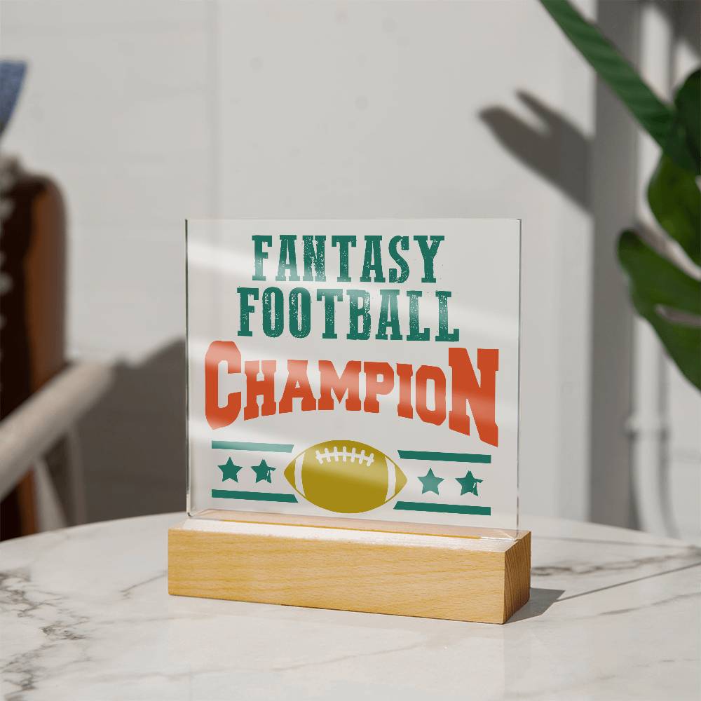 Fantasy Football Champion Printed Square Shaped Acrylic Plaque-Express Your Love Gifts