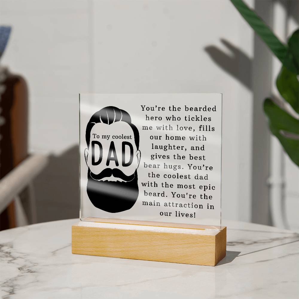 To the Coolest Dad Printed Square Shaped Acrylic Plaque-Express Your Love Gifts