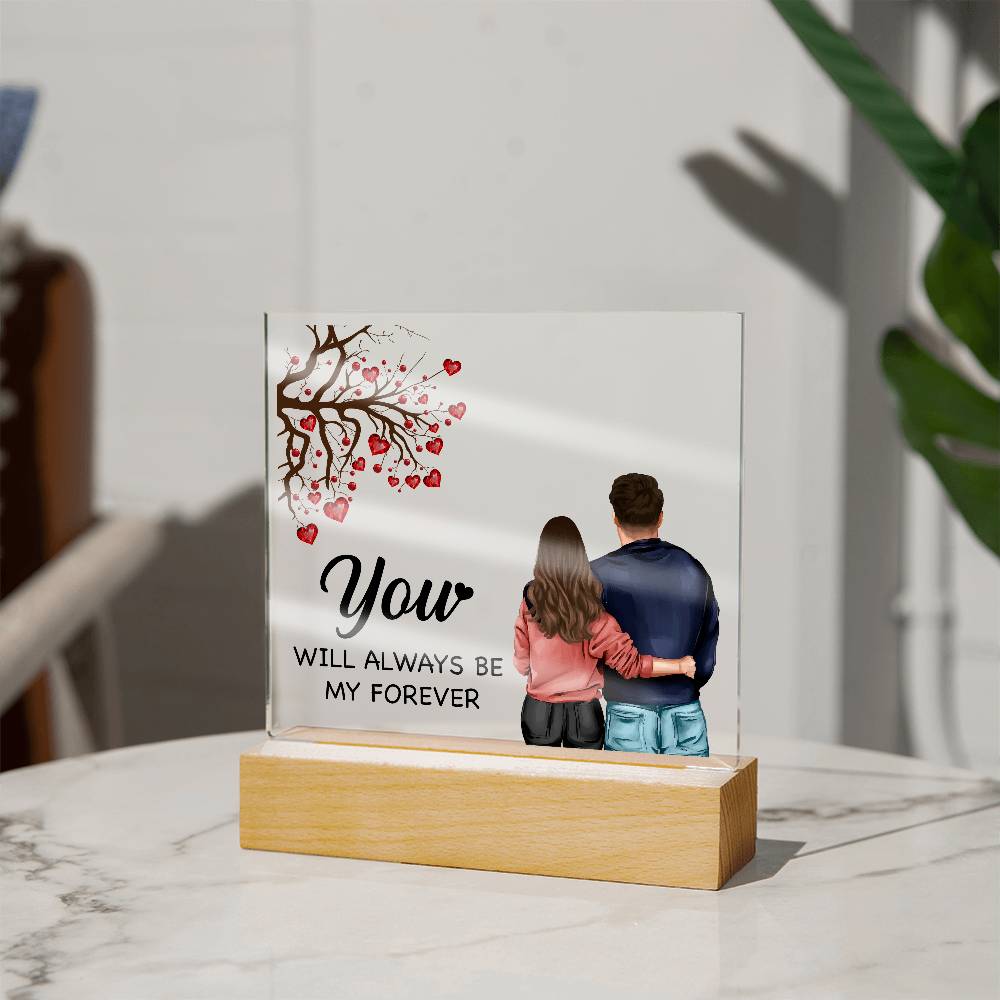 Love My Forever Printed Square Shaped Acrylic Plaque-Express Your Love Gifts