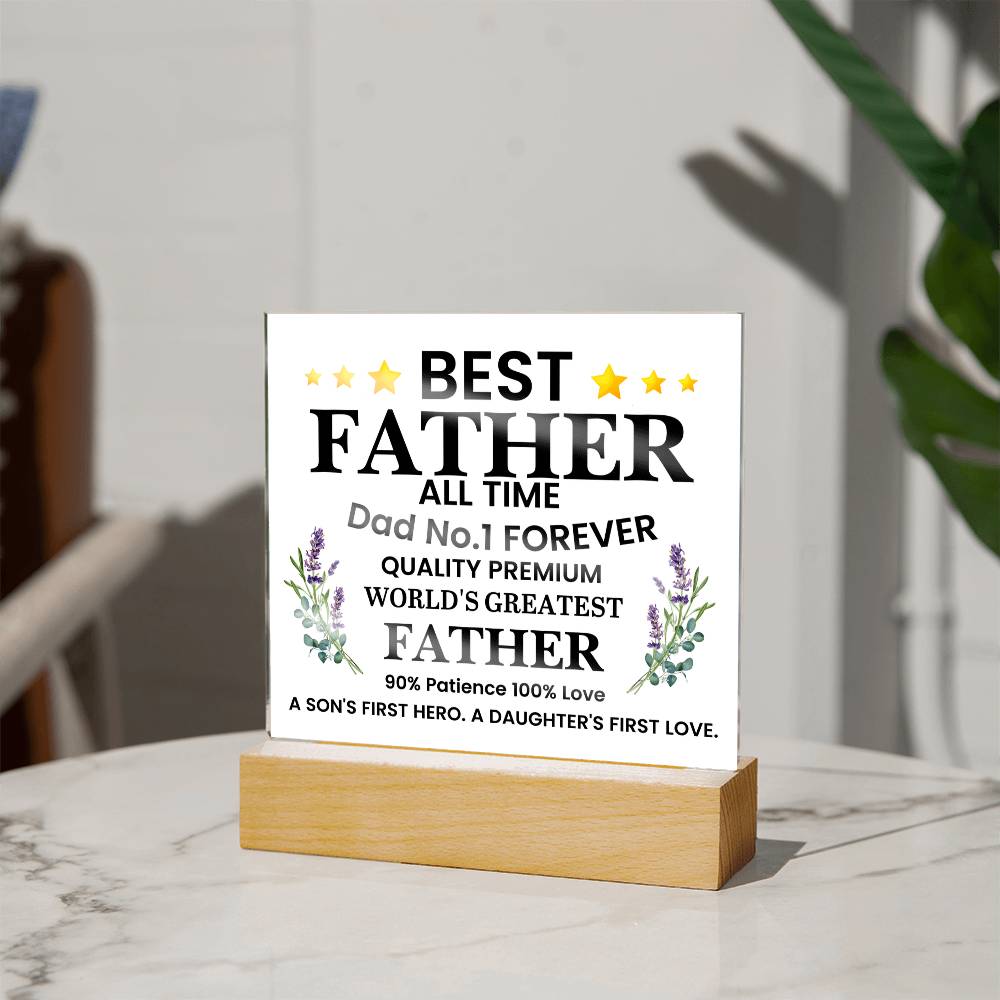 Best Father of All Time Printed Square Shaped Acrylic Plaque-Express Your Love Gifts