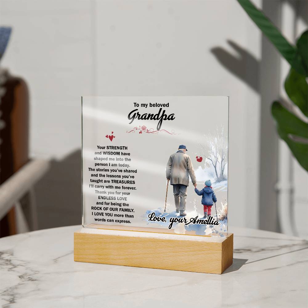 To My Beloved Grandpa Printed Square Shaped Acrylic Plaque-Express Your Love Gifts