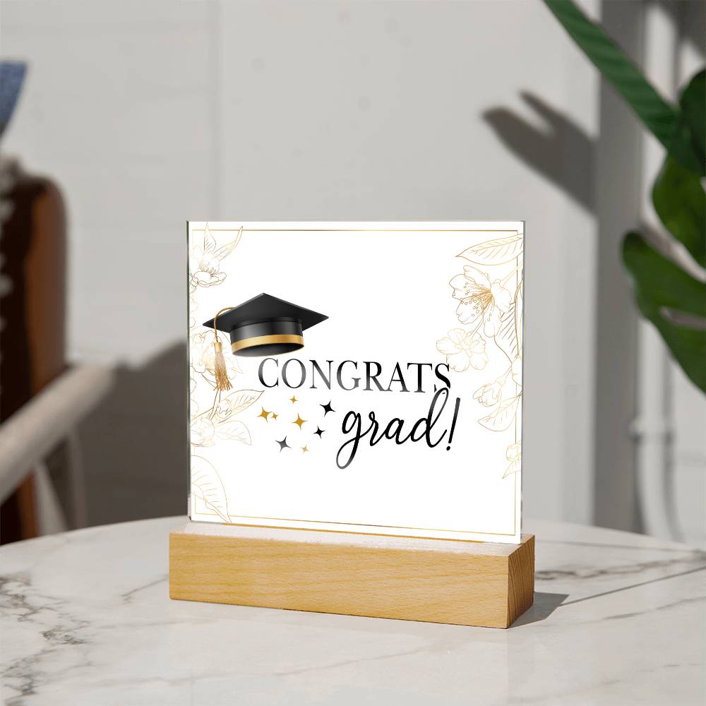 Congrats Grad Printed Square Shaped Acrylic Plaque-Express Your Love Gifts