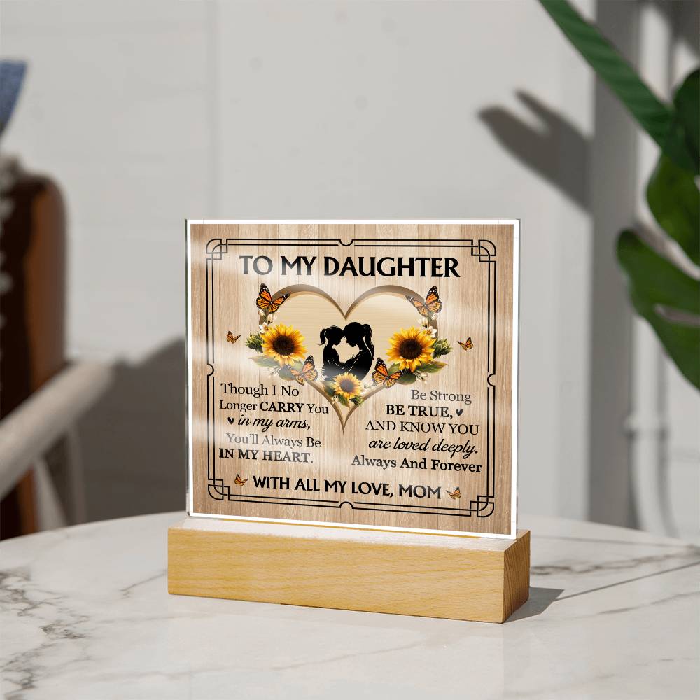 To My Daughter From Mom With All My Love Printed Square Shaped Acrylic Plaque-Express Your Love Gifts