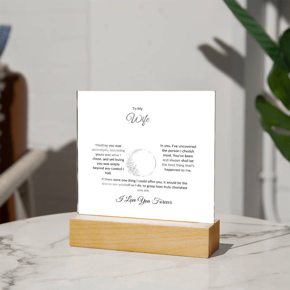 To My Wife Meeting You Was Serendipity Printed Square Shaped Acrylic Plaque-Express Your Love Gifts