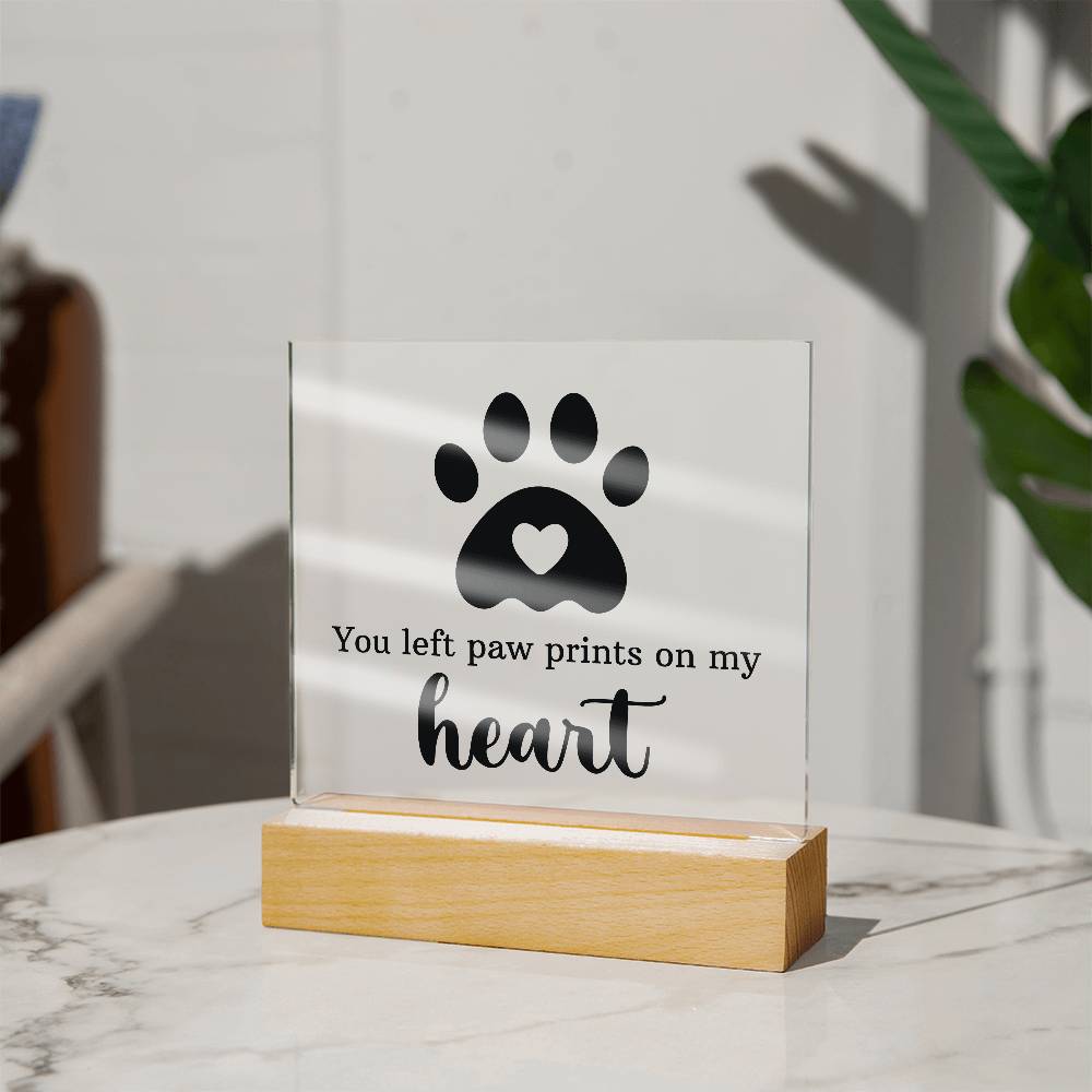 Paw Print Printed Square Shaped Acrylic Plaque-Express Your Love Gifts