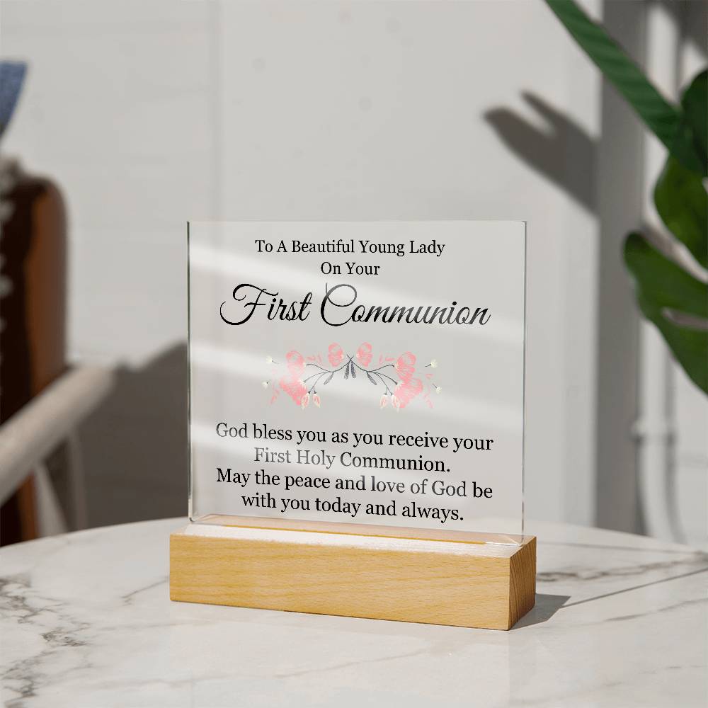 First Communion Printed Square Shaped Acrylic Plaque-Express Your Love Gifts
