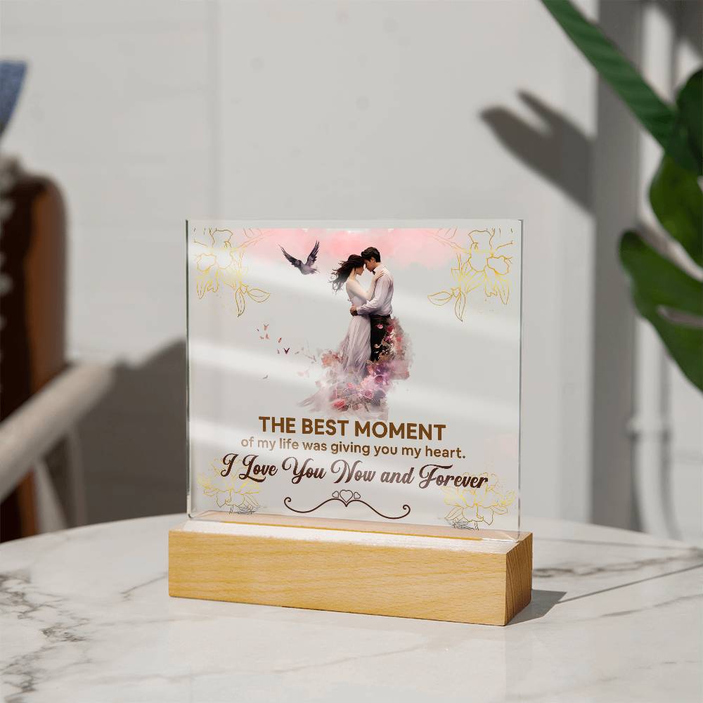 The Best Moment Printed Square Shaped Acrylic Plaque-Express Your Love Gifts