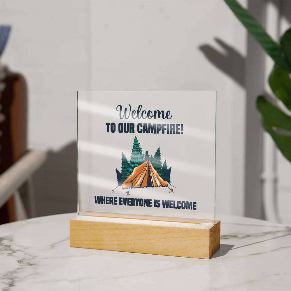 Everyone is Welcome Printed Square Shaped Acrylic Plaque-Express Your Love Gifts