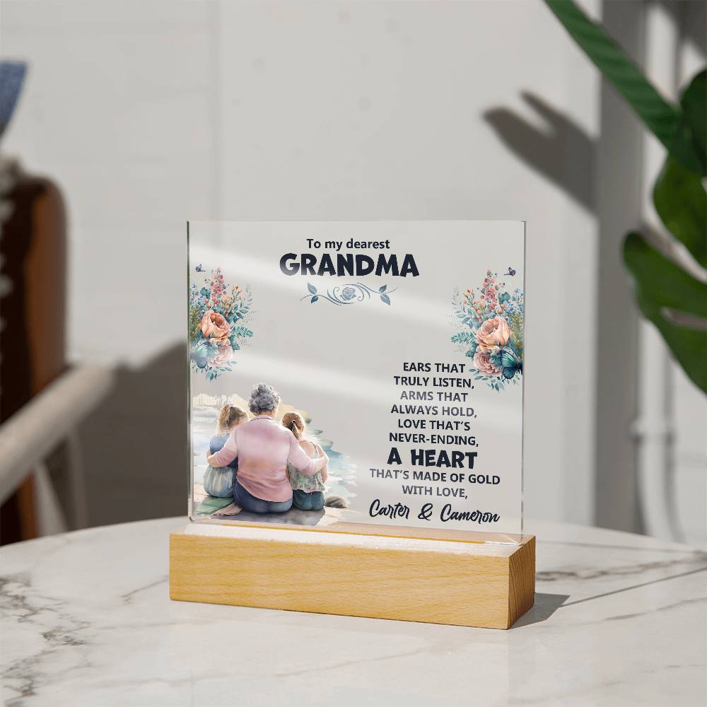 To My Dearest Grandma Printed Square Shaped Acrylic Plaque-Express Your Love Gifts