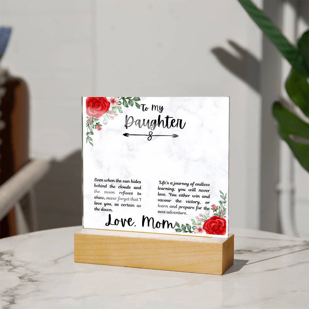 To Daughter From Mom Life's a Journey Printed Square Shaped Acrylic Plaque-Express Your Love Gifts