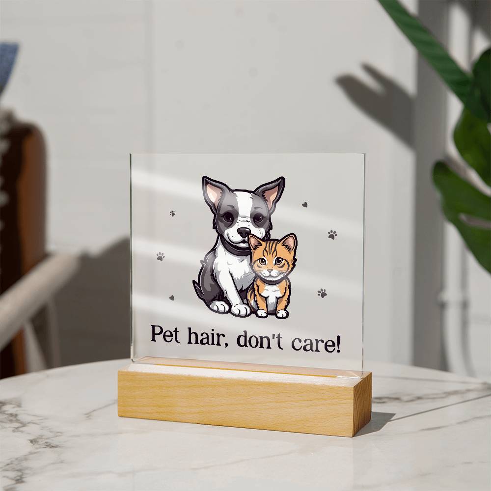 Pet Hair Don't Care! Printed Square Shaped Acrylic Plaque-Express Your Love Gifts
