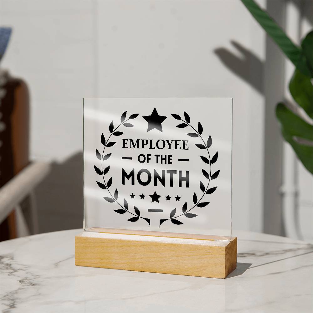 Employee Of The Month Printed Square Shaped Acrylic Plaque-Express Your Love Gifts
