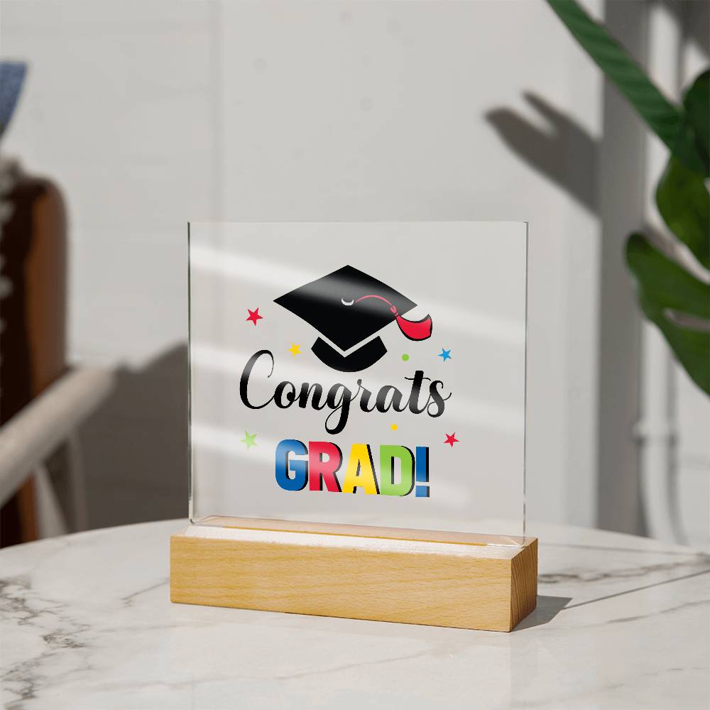 Congrats Grad! Printed Square Shaped Acrylic Plaque-Express Your Love Gifts