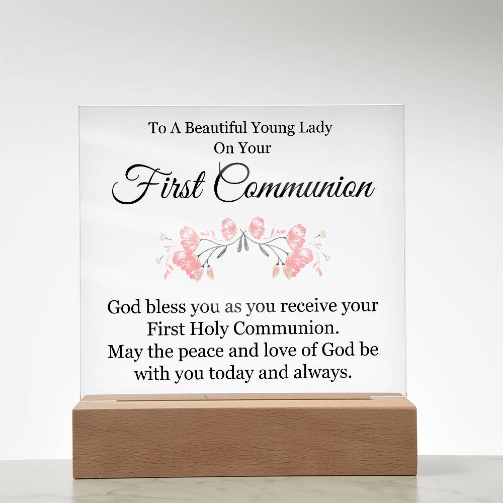 First Communion Printed Square Shaped Acrylic Plaque-Express Your Love Gifts