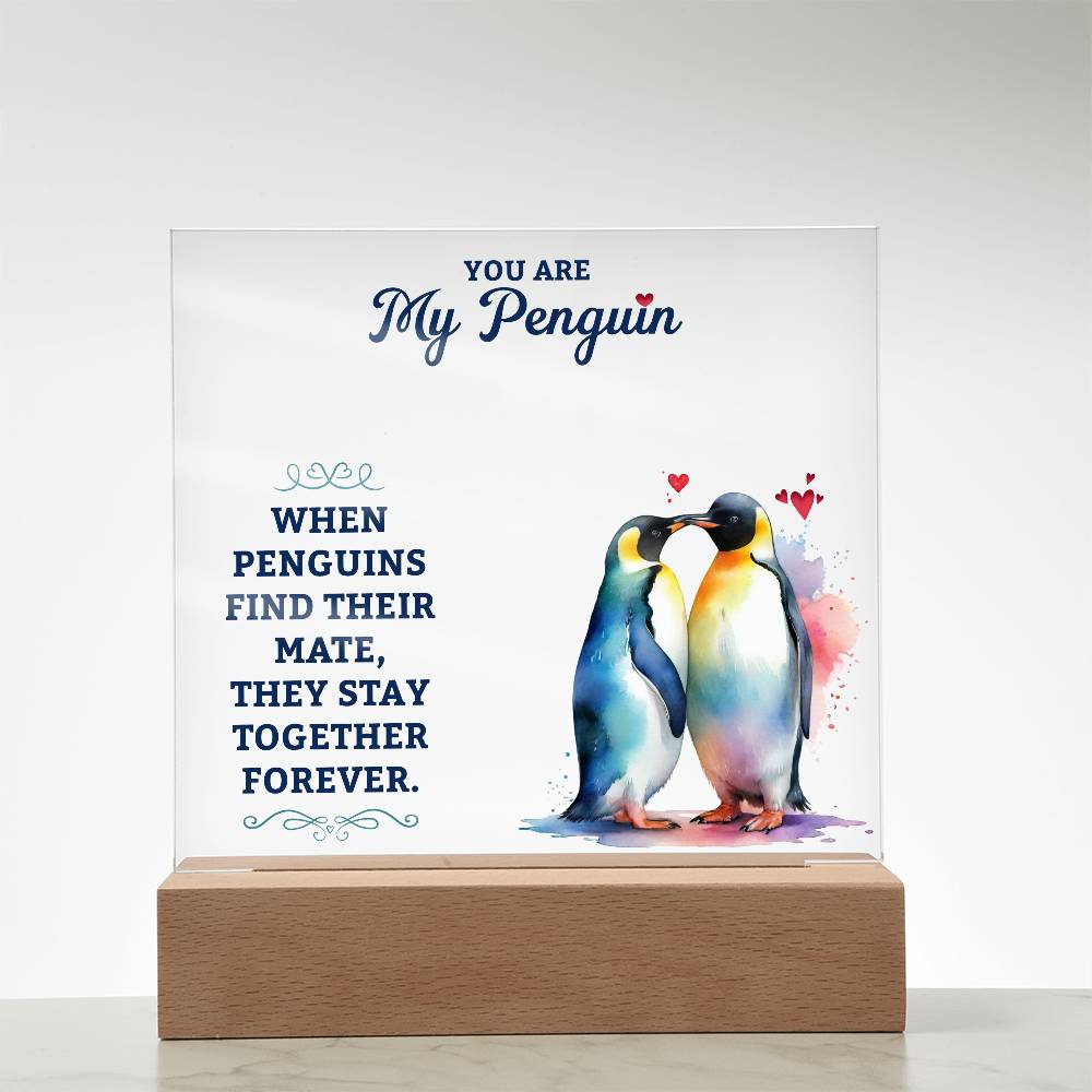 To My Man You are My Penguin Printed Square Shaped Acrylic Plaque-Express Your Love Gifts