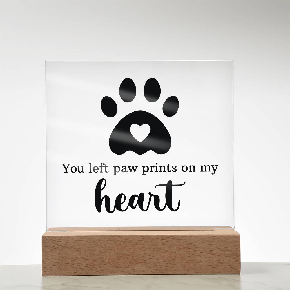 Paw Print Printed Square Shaped Acrylic Plaque-Express Your Love Gifts