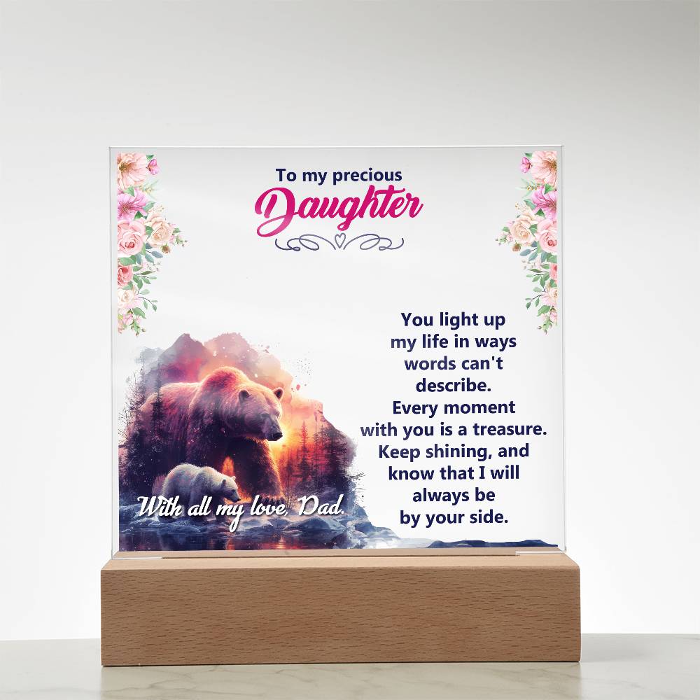 To My Precious Daughter Printed Square Shaped Acrylic Plaque-Express Your Love Gifts
