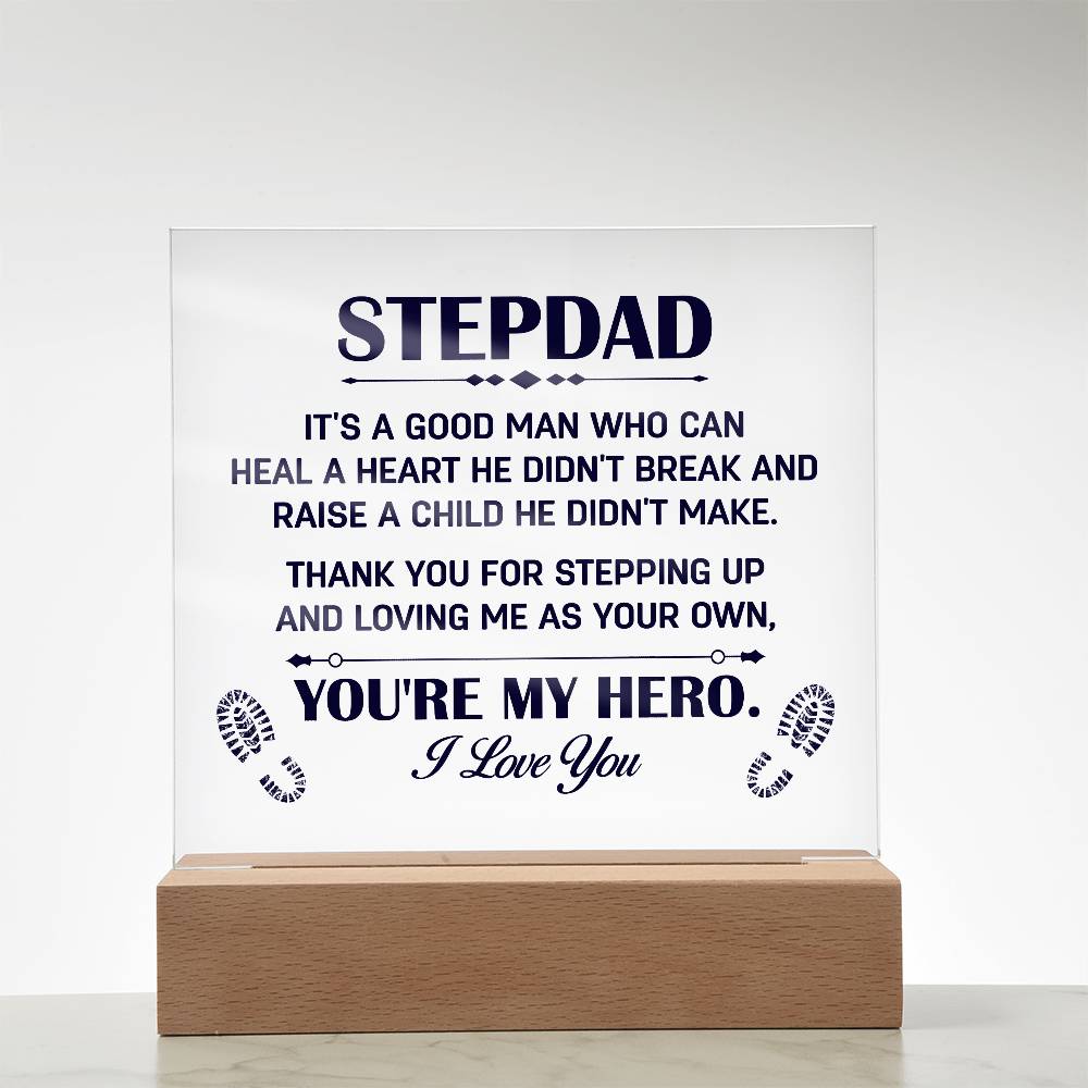 Stepdad A Good Man Printed Square Shaped Acrylic Plaque-Express Your Love Gifts
