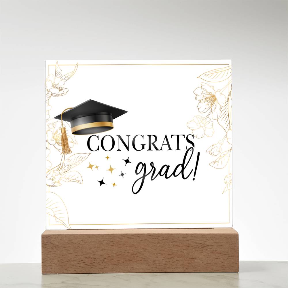 Congrats Grad Printed Square Shaped Acrylic Plaque-Express Your Love Gifts