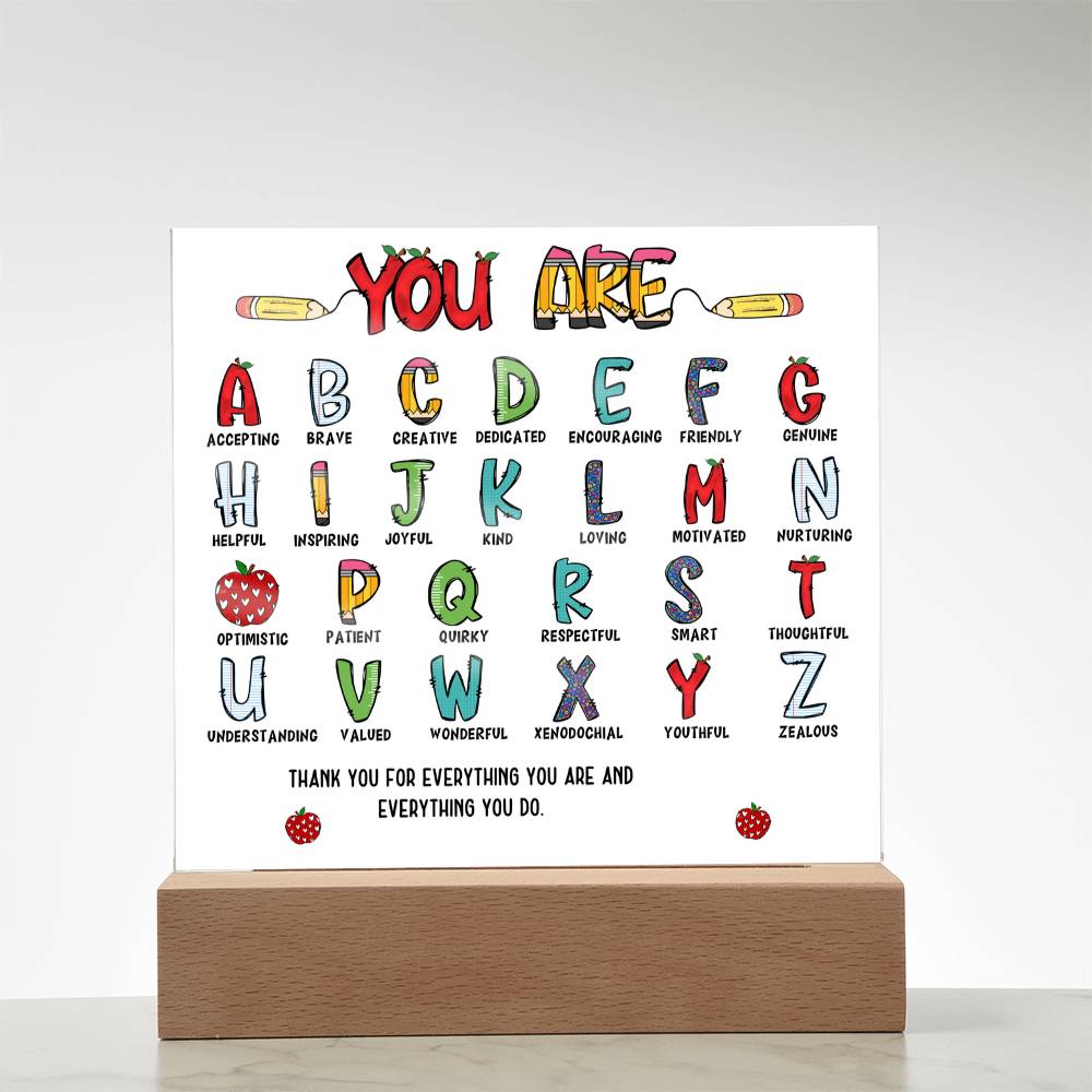 Teacher's ABC Printed Square Shaped Acrylic Plaque-Express Your Love Gifts