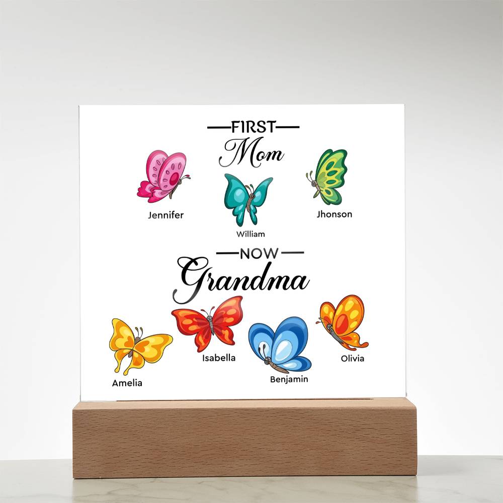 First Mom Now Grandma Printed Square Shaped Acrylic Plaque-Express Your Love Gifts
