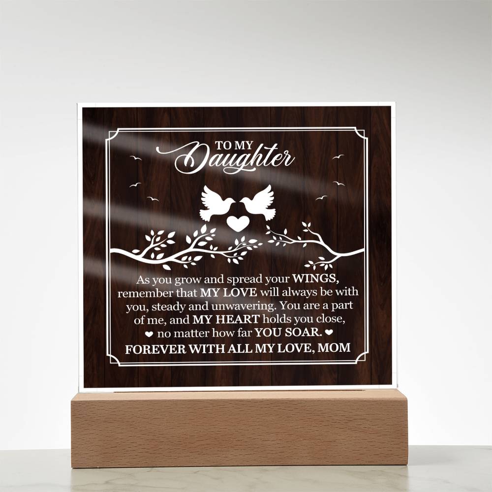 Personalized To My Daughter From Mom My Love Printed Square Shaped Acrylic Plaque-Express Your Love Gifts