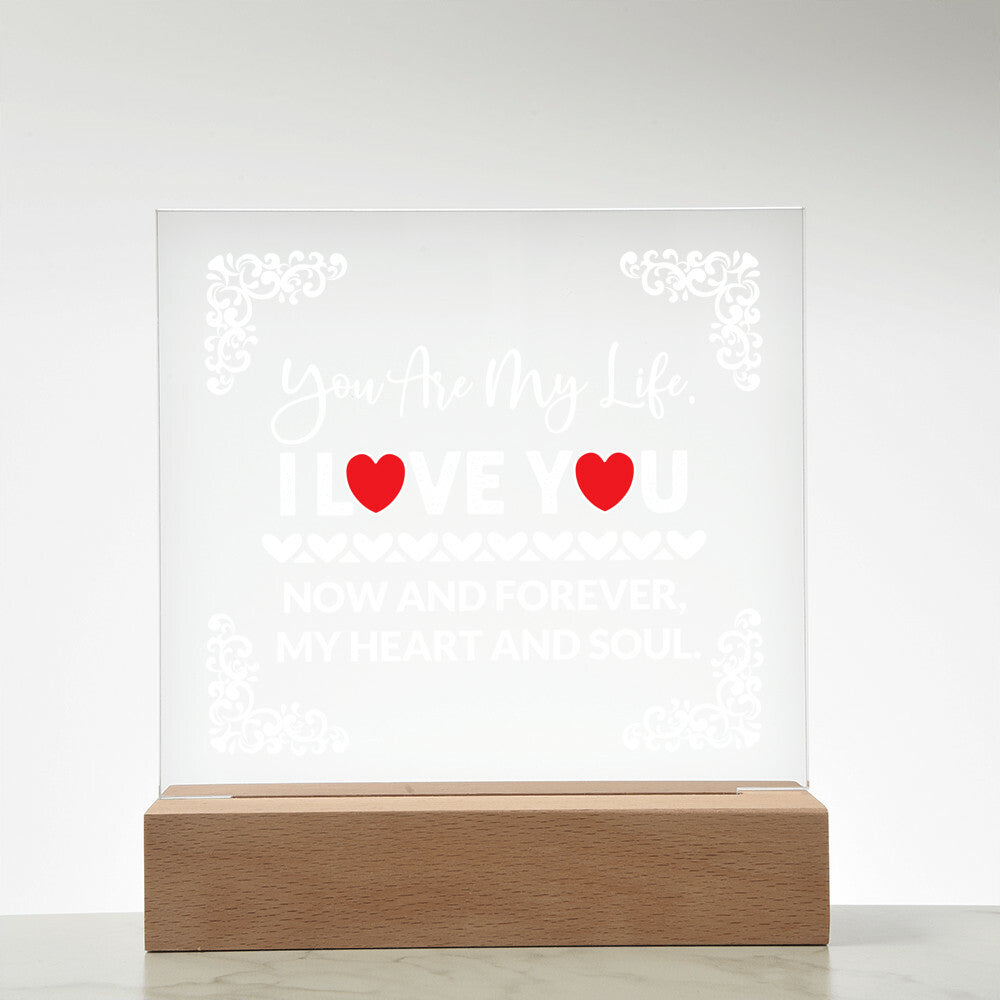 You Are My Life Printed Square Shaped Acrylic Plaque-Express Your Love Gifts
