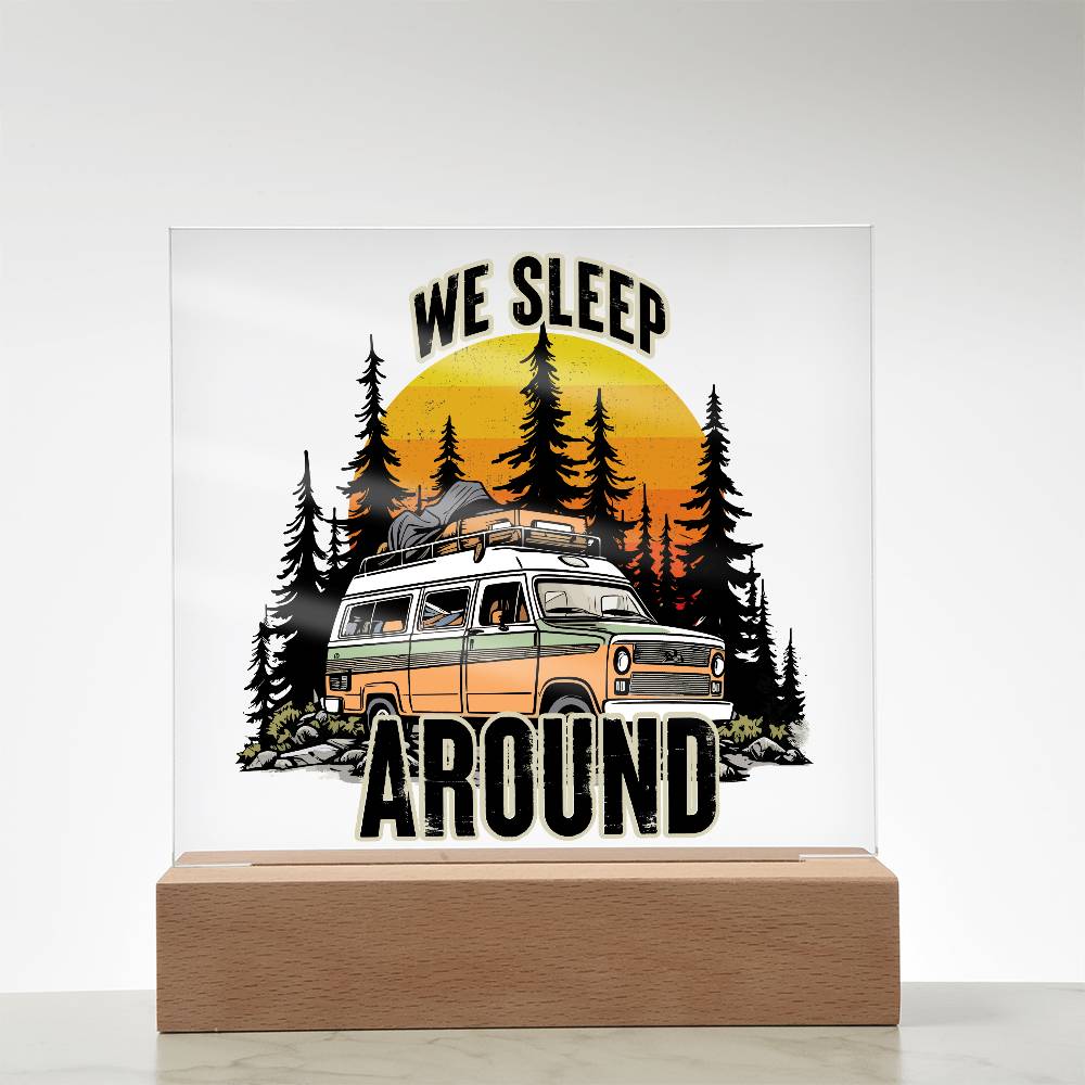 Camping Around Printed Square Shaped Acrylic Plaque-Express Your Love Gifts