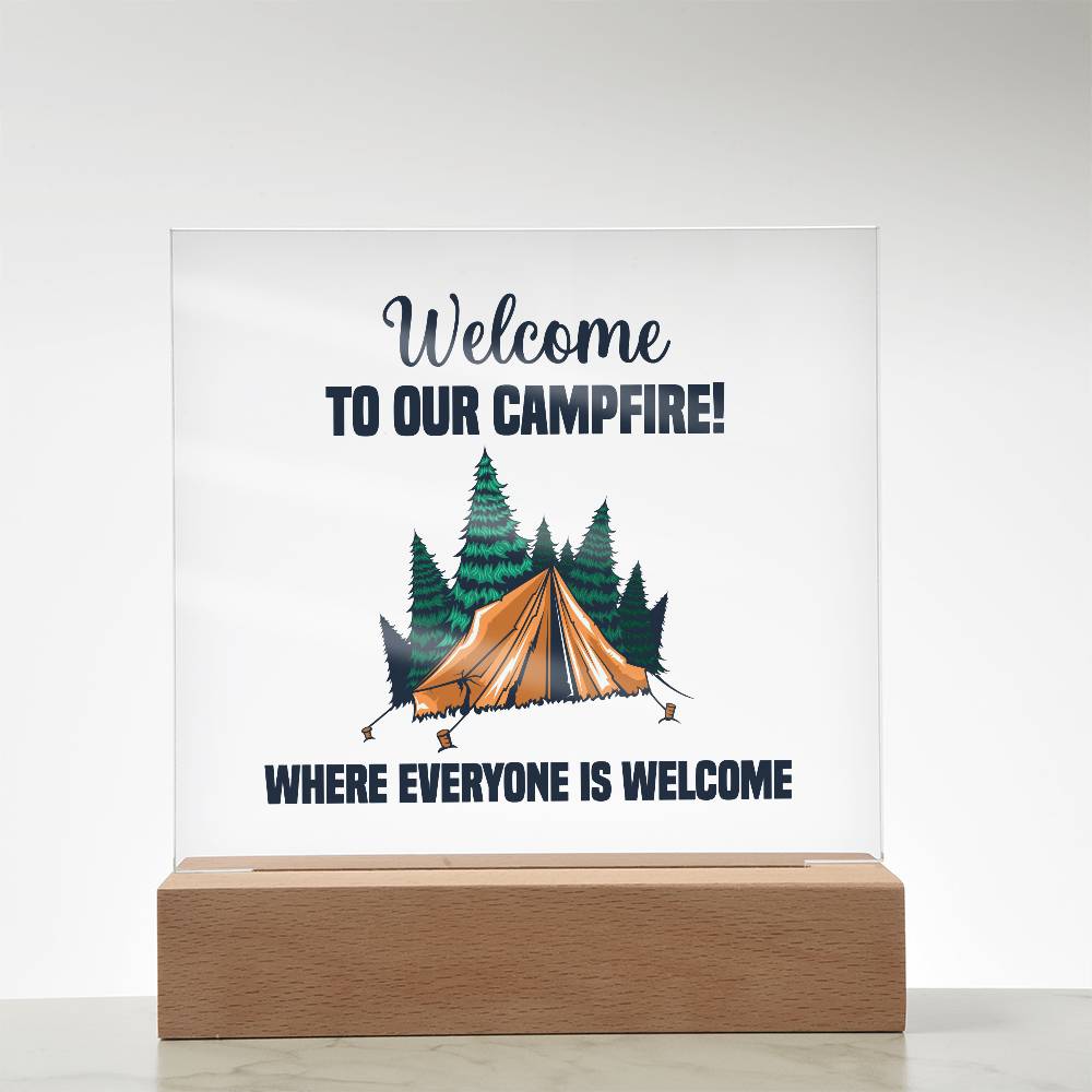 Everyone is Welcome Printed Square Shaped Acrylic Plaque-Express Your Love Gifts