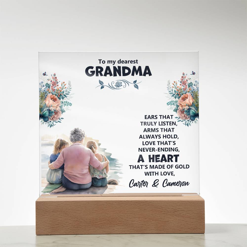 To My Dearest Grandma Printed Square Shaped Acrylic Plaque-Express Your Love Gifts