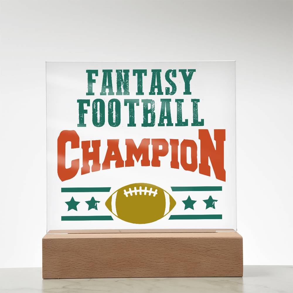 Fantasy Football Champion Printed Square Shaped Acrylic Plaque-Express Your Love Gifts