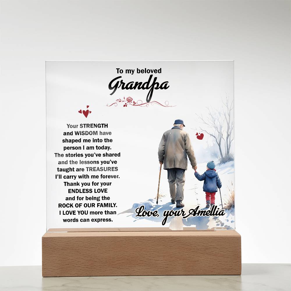 To My Beloved Grandpa Printed Square Shaped Acrylic Plaque-Express Your Love Gifts
