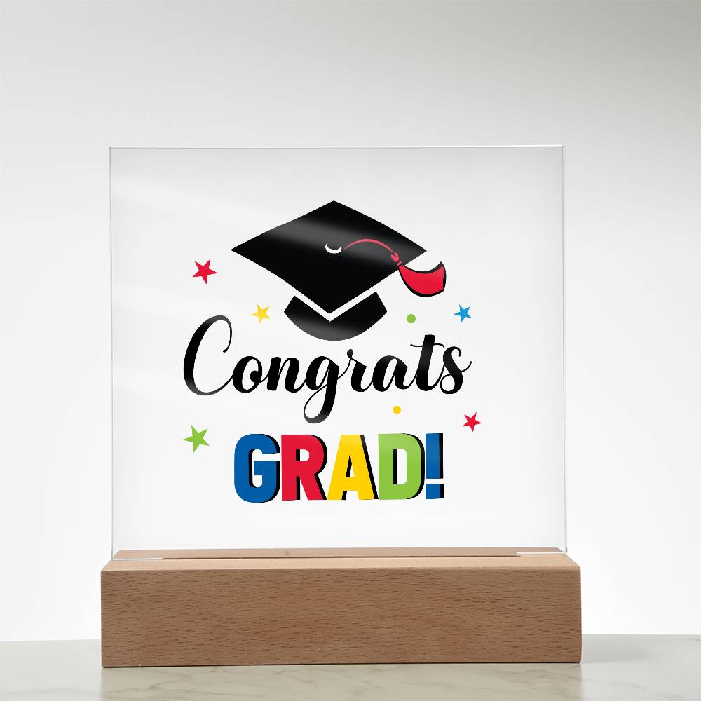 Congrats Grad! Printed Square Shaped Acrylic Plaque-Express Your Love Gifts